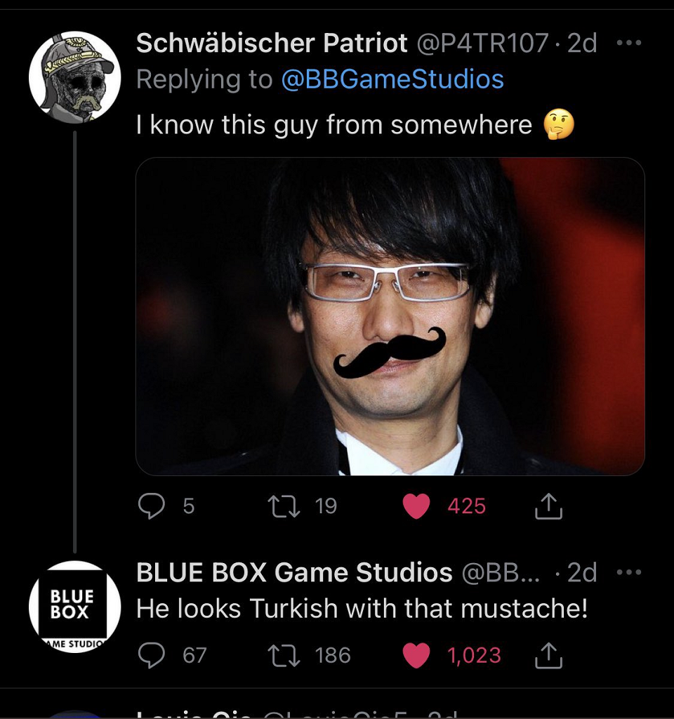 BLUE BOX Game Studios Kojima Tweet